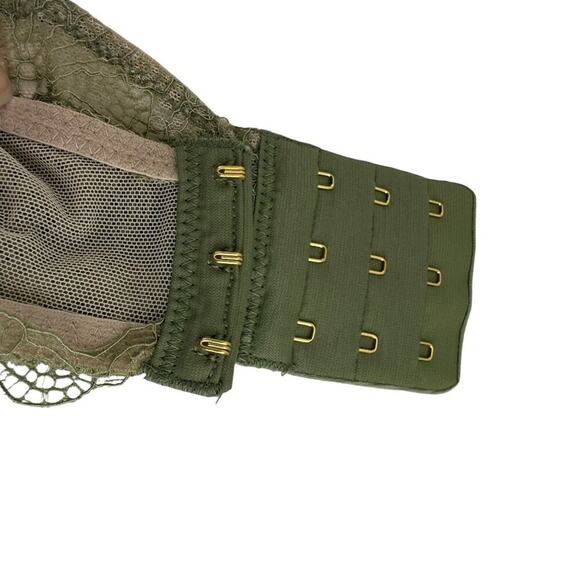 Victoria's Secret Very Lace-up High Neck Bralette Olive Lace Bra Small - Picture 6 of 7